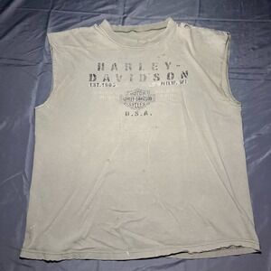 Vtg HARLEY DAVIDSON Shirt Unknown Size Sleeveless Y2k Biker Apparel USA 2003